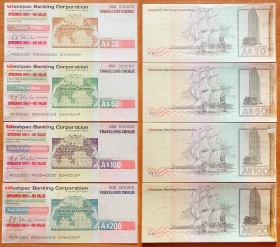 Австралия дорожные чеки 1986 XF/aUNC Образцы