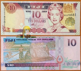 Фиджи 10 долларов 2002 UNC