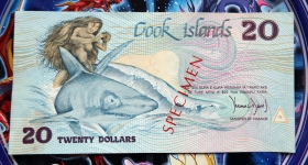 Острова Кука 20 долларов 1987 Образец aUNC
