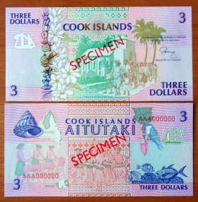Острова Кука 3 доллара 1992 UNC Specimen