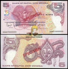 Папуа - Новая Гвинея 5 кина 2007 Образец UNC