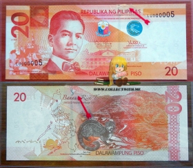 Филиппины 20 писо 2014 B XF LU 000005 Р-206