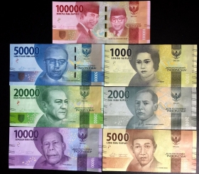 Индонезия Полный комплект банкнот 2016 UNC