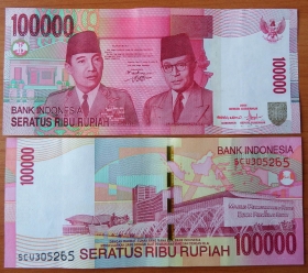 Индонезия 100000 рупий 2008 aUNC/UNC