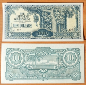Малайя 10 долларов 1942 UNC
