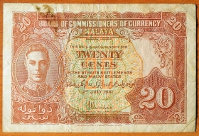 Малайя 20 центов 1941 VF