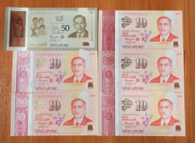 Сингапур 6 юбилейных банкнот 2015 UNC 50 лет независимости