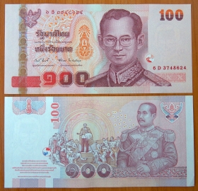 Таиланд 100 бат 2005-2010 UNC