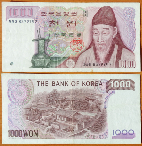Южная Корея 1000 вон 1983 XF