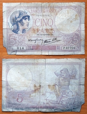 Франция 5 франков 12.12. 1940 P-83