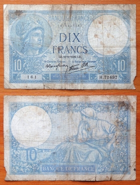 Франция 10 франков 21.9. 1939 P-84