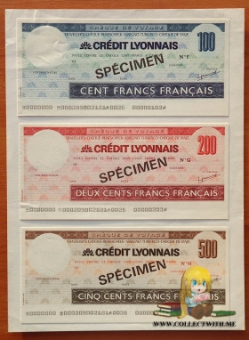 Франция дорожные чеки 1992 UNC Образцы