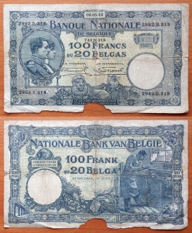 Бельгия 100 франков 06.05. 1932 P-102