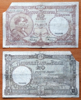 Бельгия 20 франков 26.07. 1941 P-111.2
