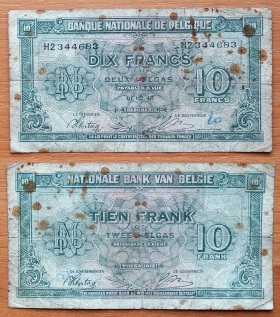 Бельгия 10 франков 1943 P-122