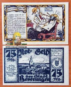 Германия нотгельд 75 пф. 1921 UNC Синяя