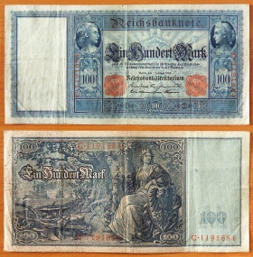 Германия 100 марок 1908 VF Серия C (1)