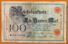 Германия 100 марок 1898 VF Серия E/A