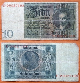 Германия 10 марок 1924 P-180a