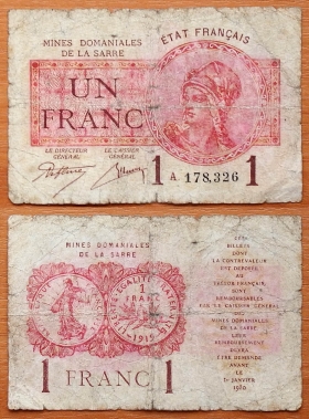 Саар 1 франк 1919 P-2