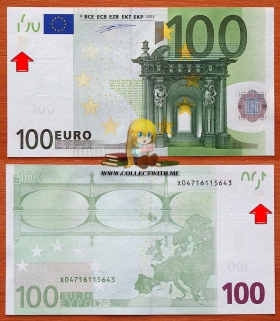 Германия 100 евро 2002 aUNC P-5x Дуйзенберг