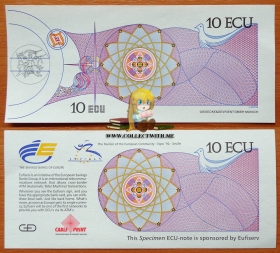 Испания демонстрационная банкнота 10 экю 1992 UNC