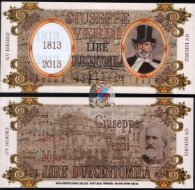 Италия Демонстрационная банкнота Джузеппе Верди 2013
