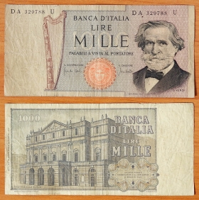 Италия 1000 лир 1969 VF