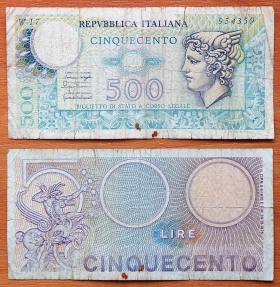 Италия 500 лир 1976 Замещенка Bl.556sp
