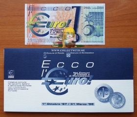 Италия 3, 1 и 0,5 евро 1997-1998 в фолдере Промо UNC