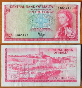 Мальта 10 шиллингов 1967 VF