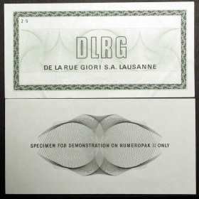 Швейцария Тестовая банкнота De la Rue Giori - Lausanne UNC