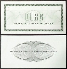 Швейцария Тестовая банкнота De la Rue Giori - Lausanne aUNC