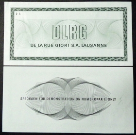 Швейцария Тестовая банкнота De la Rue Giori - Lausanne XF