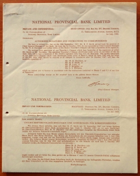 Великобритания дорожные чеки 1968 XF/aUNC Образцы