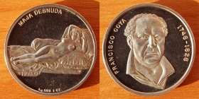 Серебряная медаль Обнаженная Маха 1 унция 999