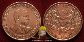 Кения 10 центов 1987 XF