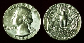 США 25 центов (квотер) 1982 D