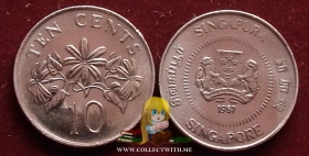 Сингапур 10 центов 1987 XF
