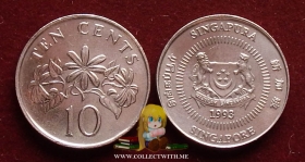Сингапур 10 центов 1993 XF