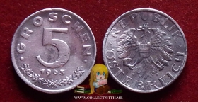 Австрия 5 грошей 1963 F/VF