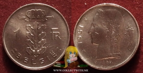 Бельгия 1 франк 1951 VF/XF