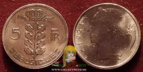 Бельгия 5 франков 1963 XF/aUNC