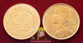 Франция 20 сантимов 1977 XF