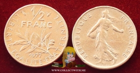 Франция 1/2 франка 1977 XF