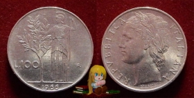 Италия 100 лир 1966 aUNC