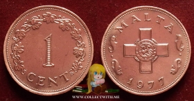 Мальта 1 цент 1977 XF