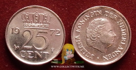 Нидерланды 25 центов 1972 XF