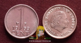 Нидерланды 1 цент 1969 VF