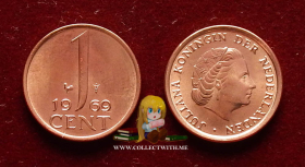 Нидерланды 1 цент 1969 aUNC